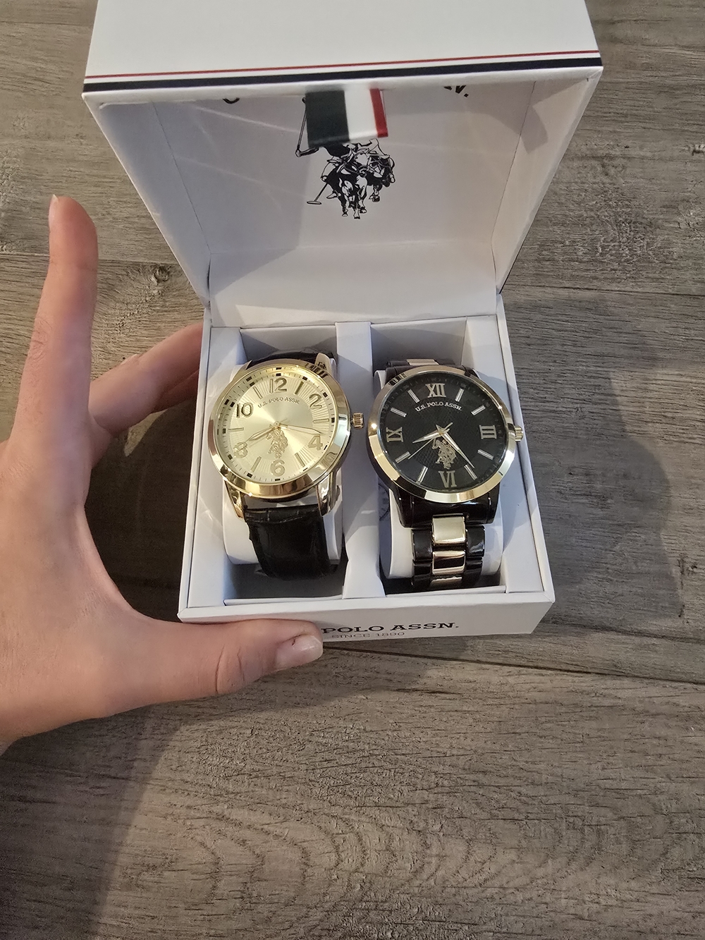 U.S. Polo Assn. Gold and Black Two-Piece Men's Watch Set